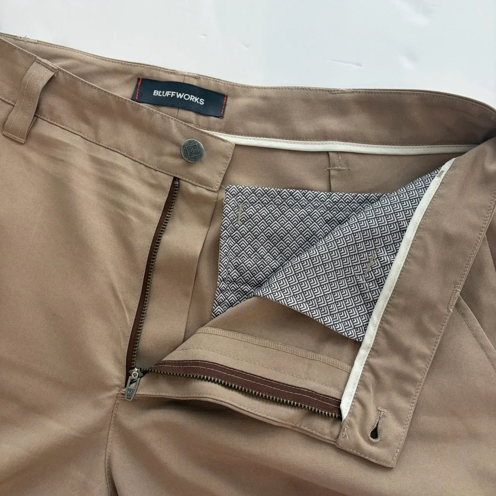 Bluffworks 35x30 Relaxed‎ Fit Mens Pants Chinos Tan Khaki Original Tech Travel